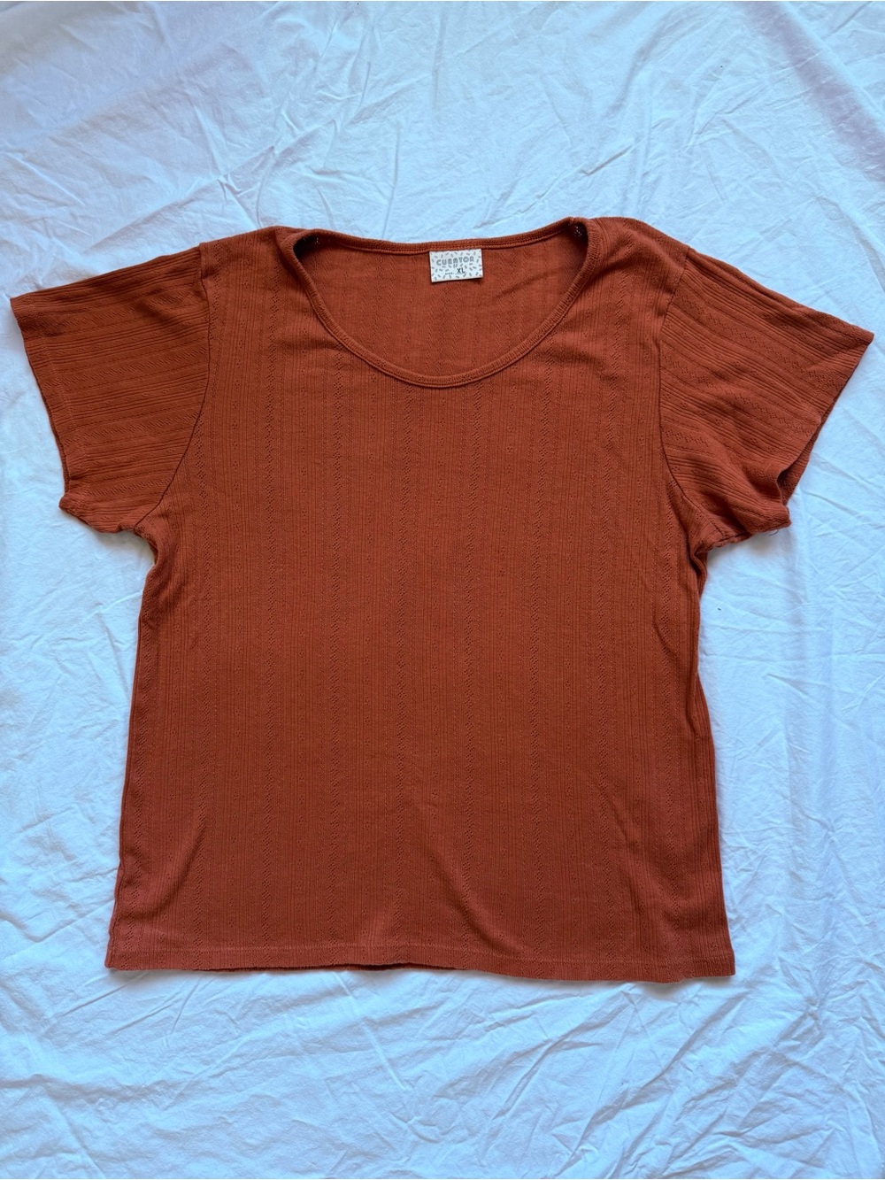 CURATOR SF | Women’s XL Rust Ribbed Short Sleeve Top